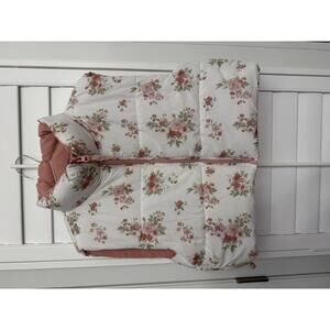 Altar'd State Stella Floral Puffer Vest in ivory and pink size XL